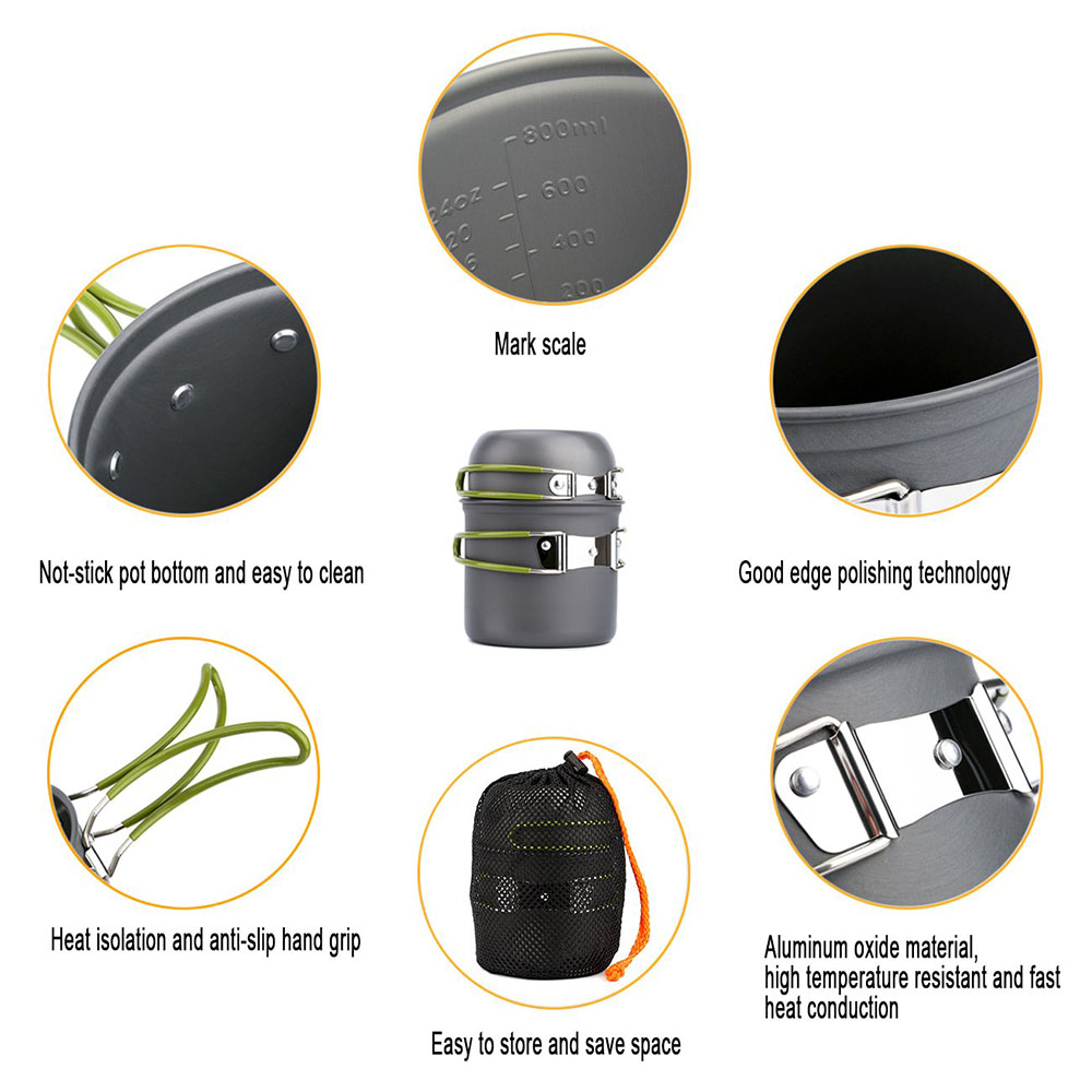 Сверхлегкие походные кастрюли, – обзор и цена Camping Cooking Pan Set